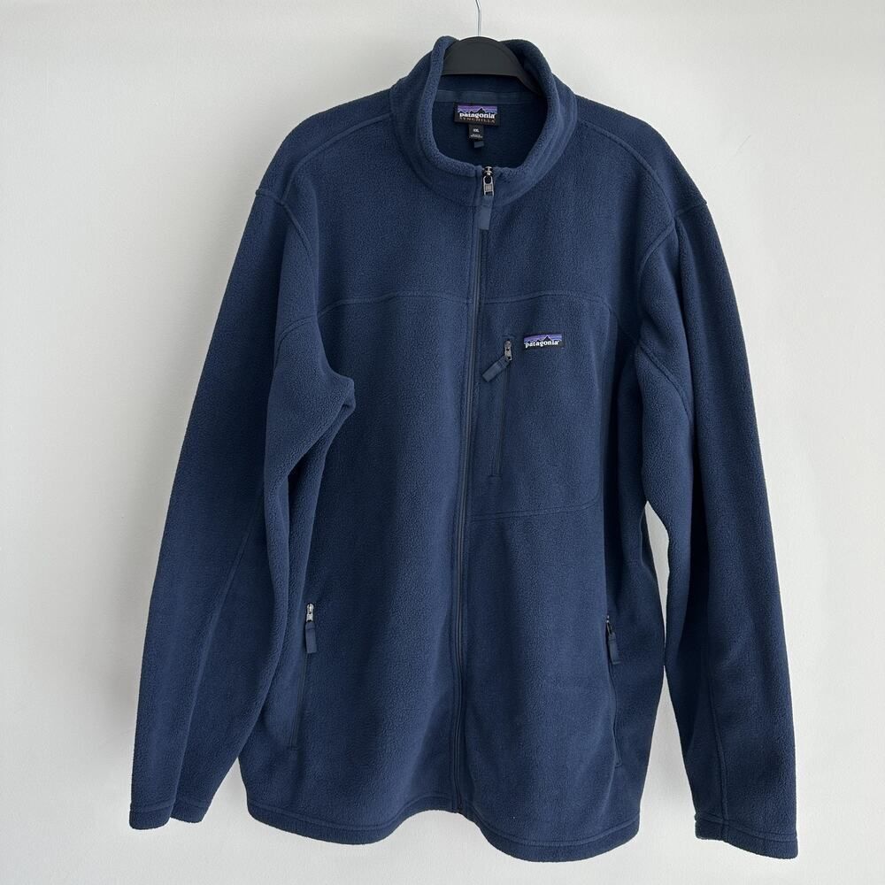 Patagonia Classic Synchilla Jacket Mens 2XL Navy Fleece Full Zip Pockets Outdoor